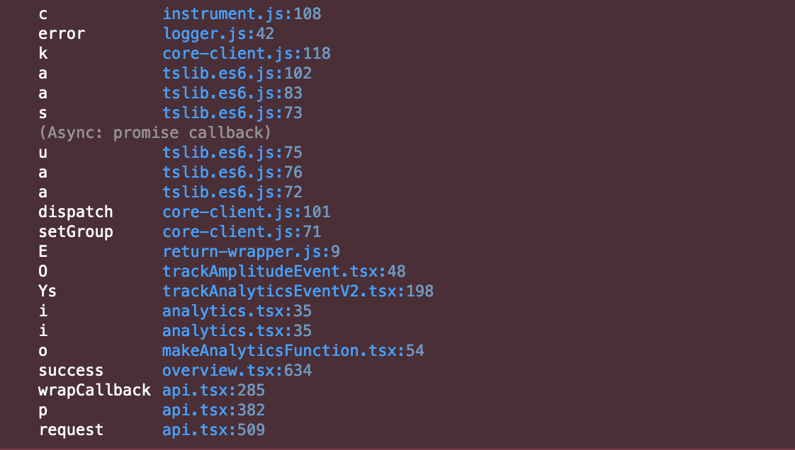 Minified stack trace