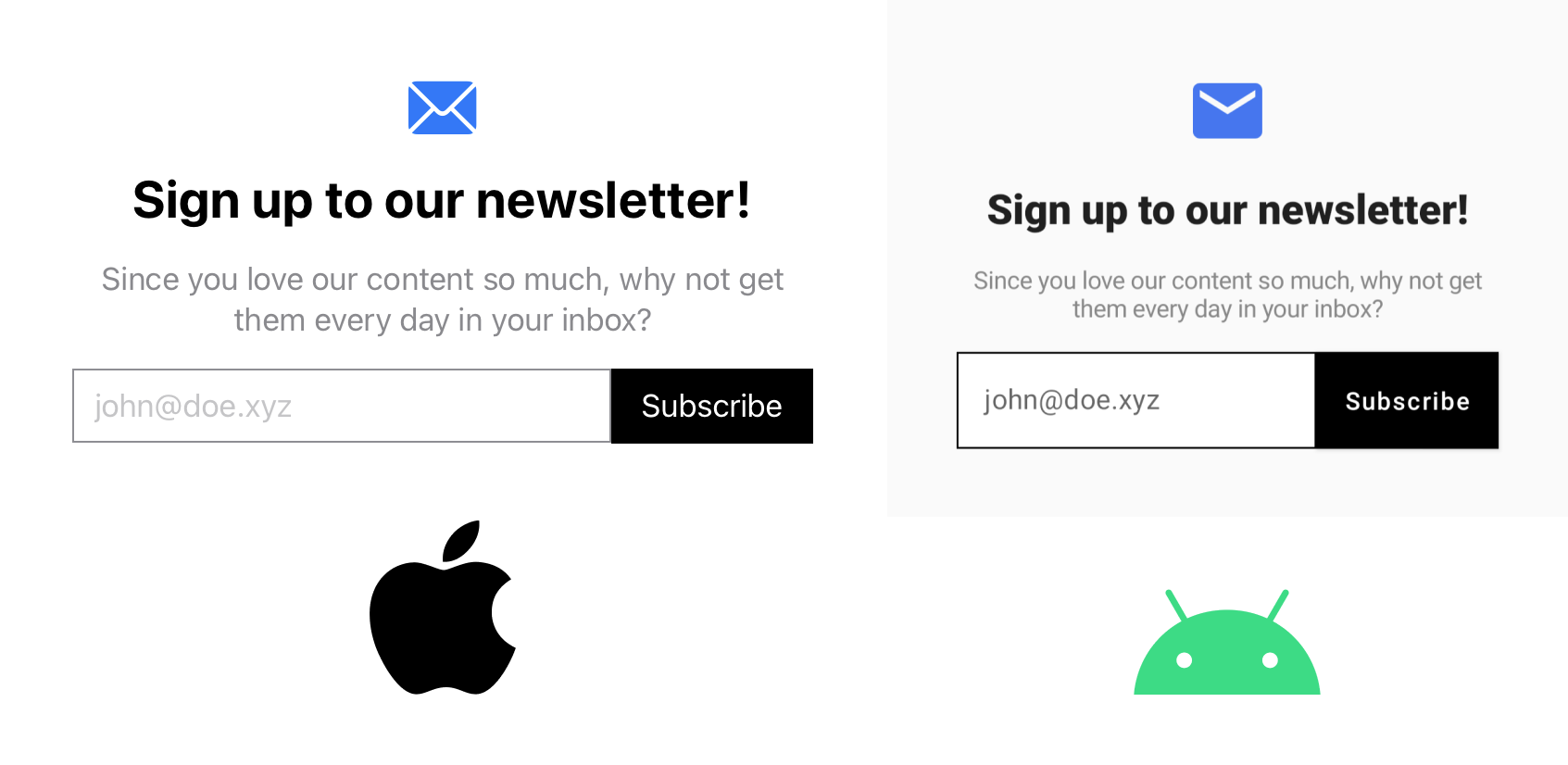 Newsletter demo in SwiftUI and Jetpack Compose
